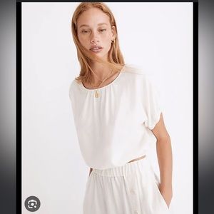 Linen-Blend Michele Bubble Top